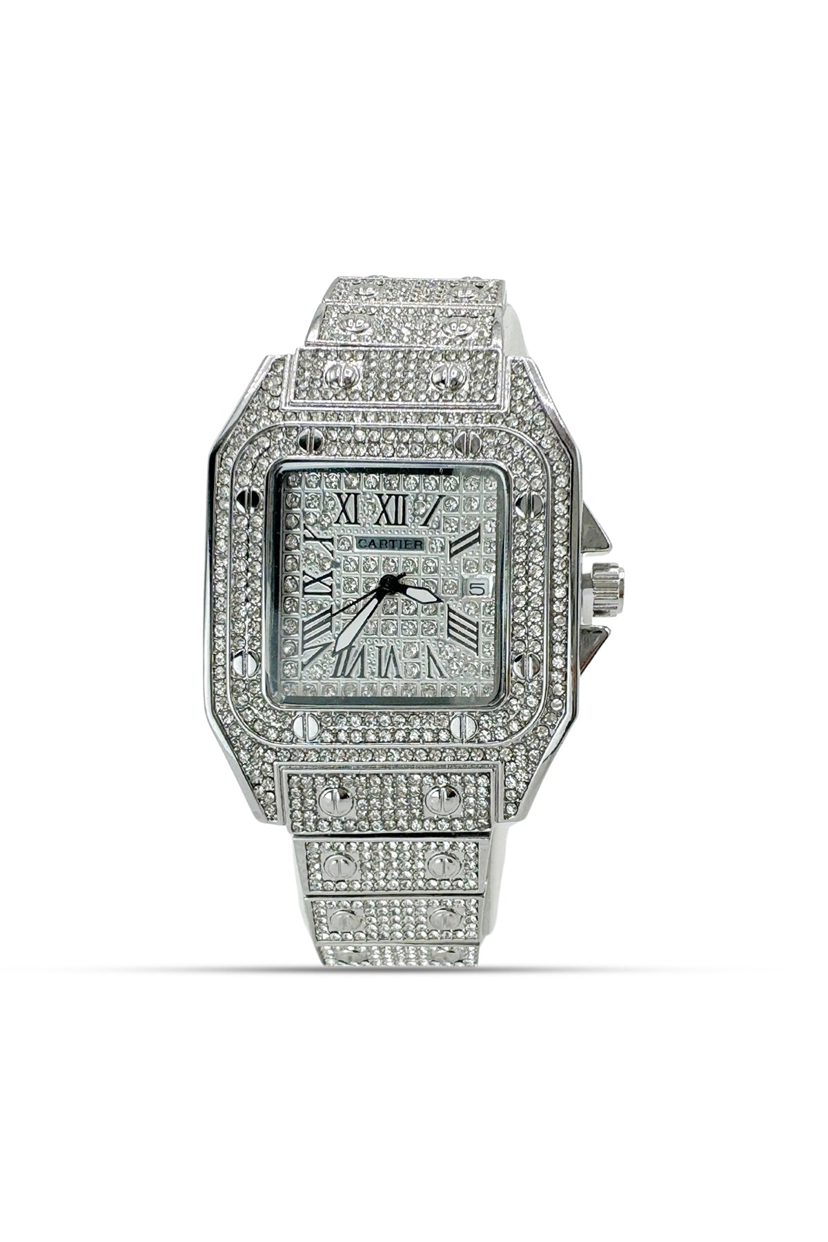 Cartier Sliver Stones Luxury Watch Premium Quality