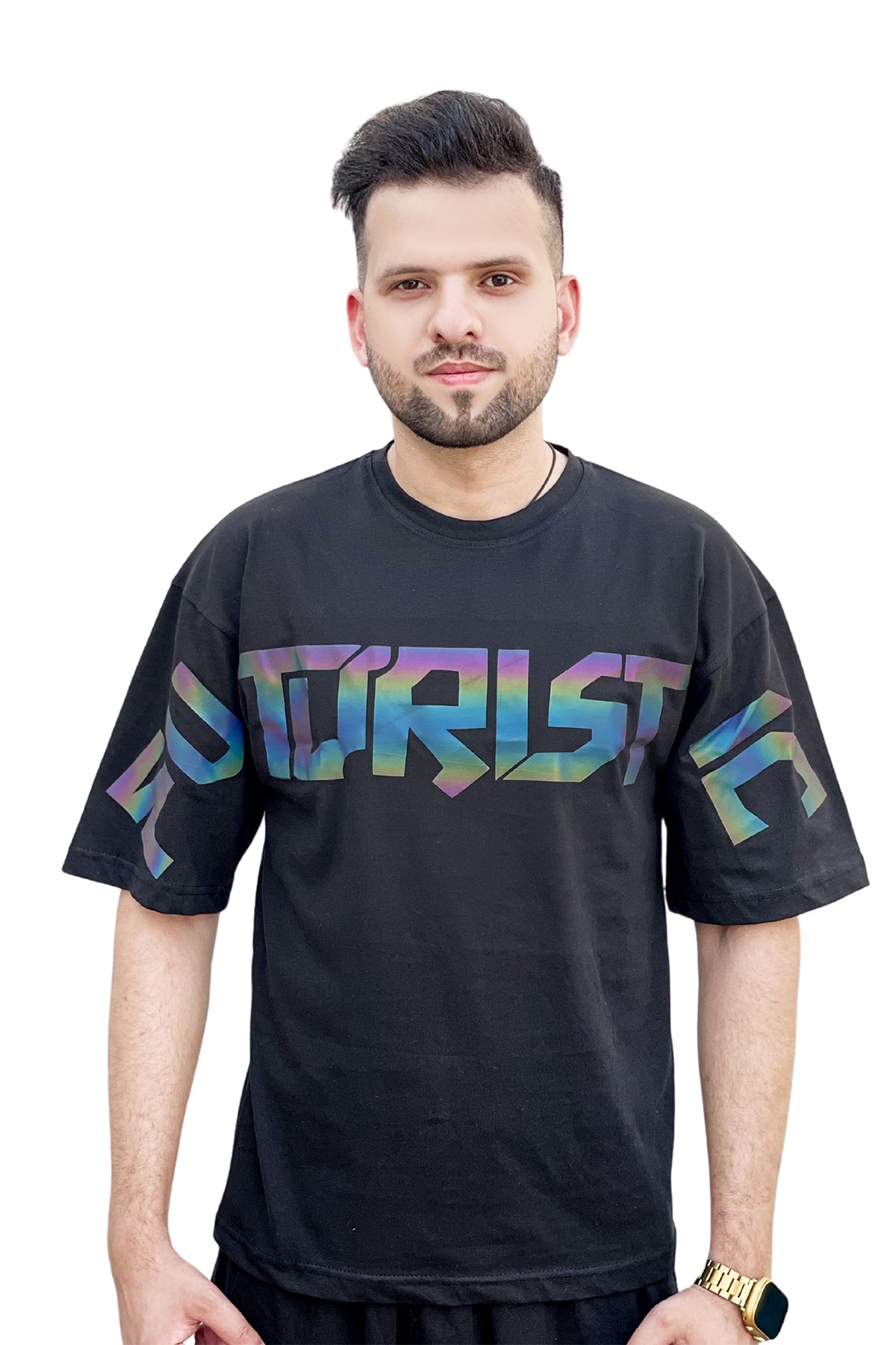 Trust reflector Printed Down shoulder tshirt