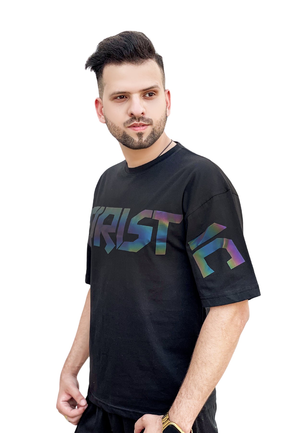 Trust reflector Printed Down shoulder tshirt