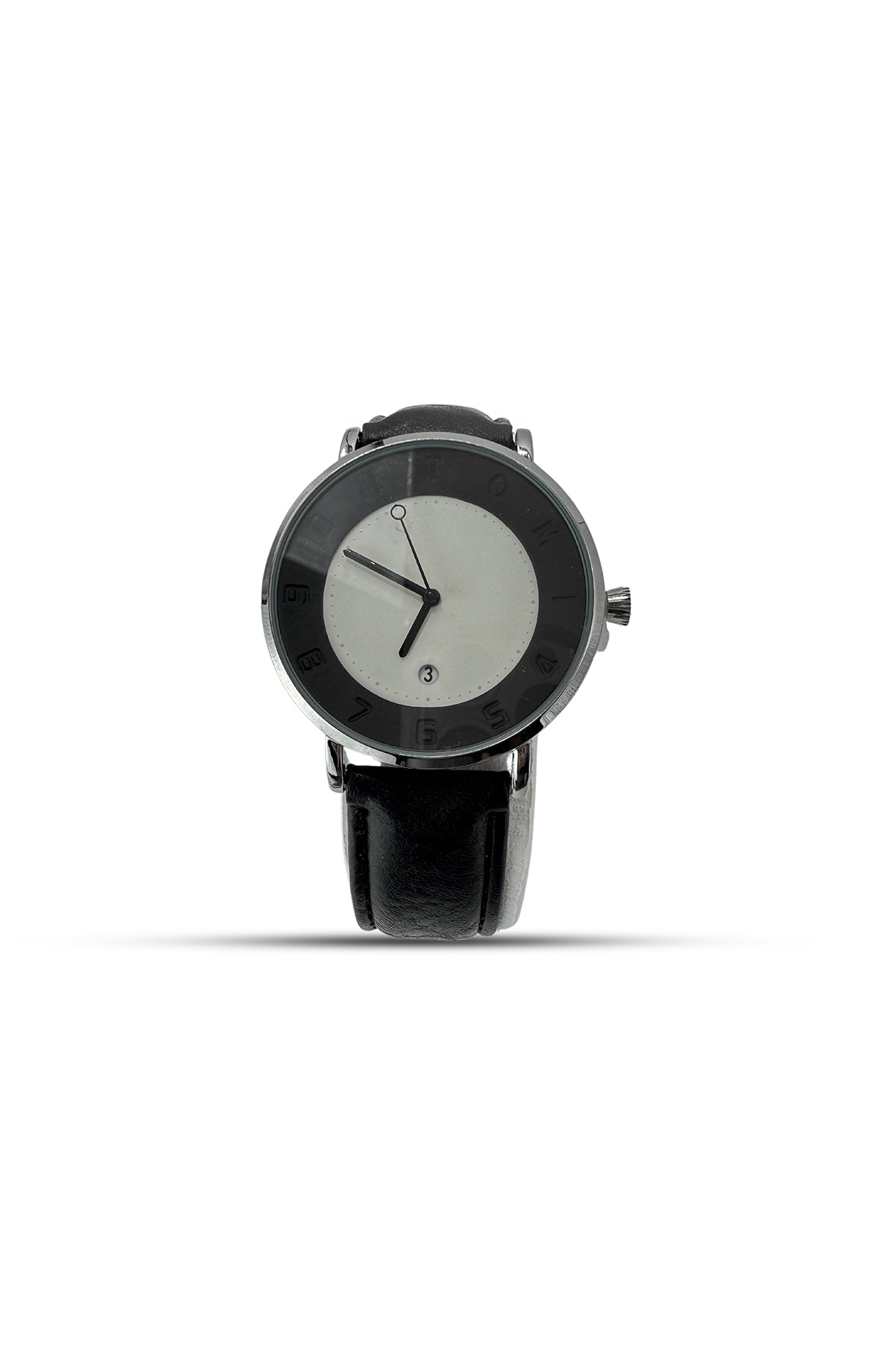 Tomi Round Dail Black Watch with Leather Strap