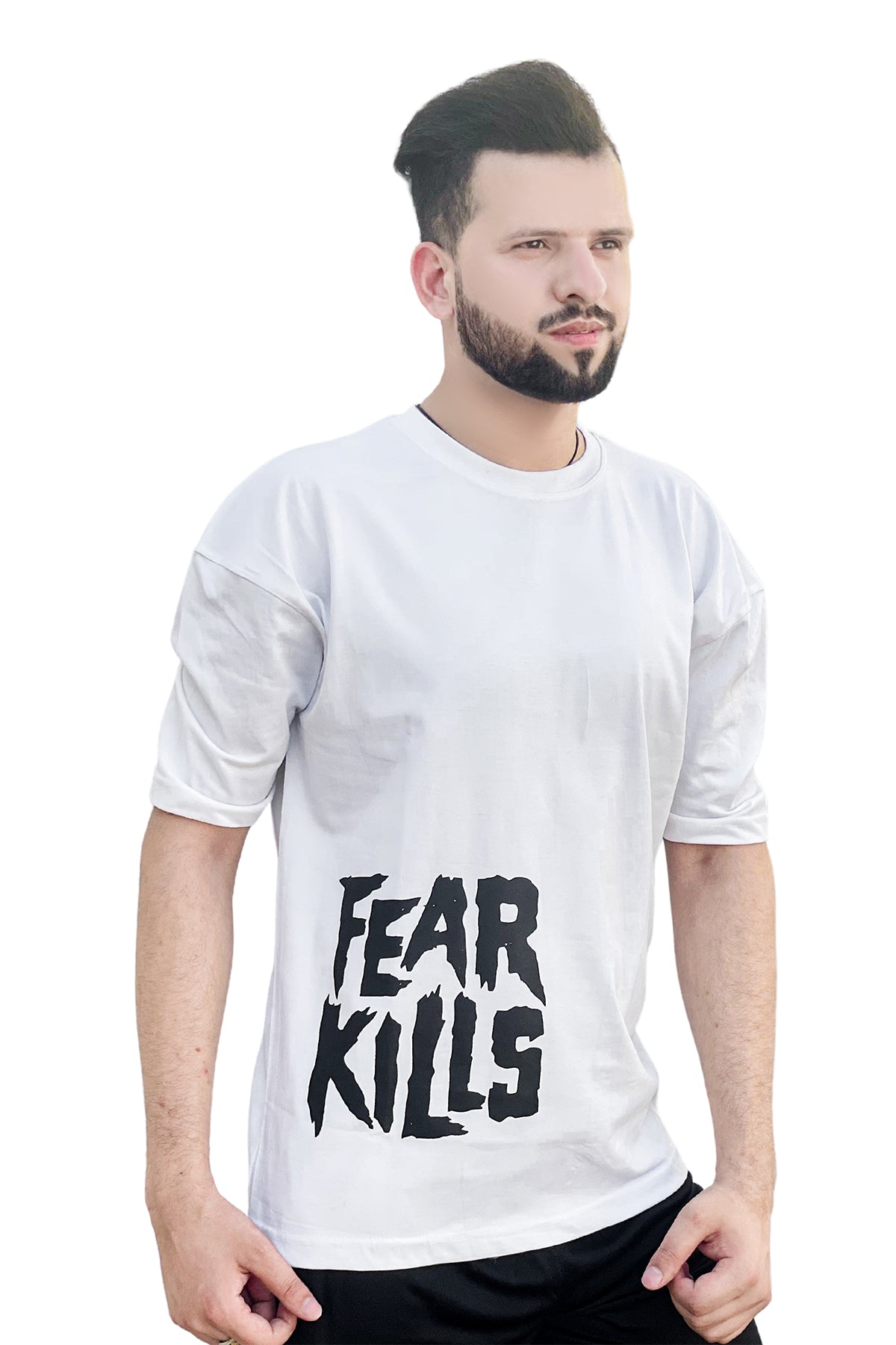 Fear kills down shoulder tshirt premium quality