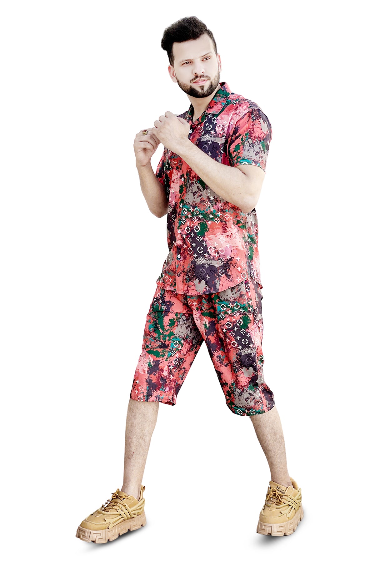 Printed LV cotton short and shirt tracksuit premium quality cotton