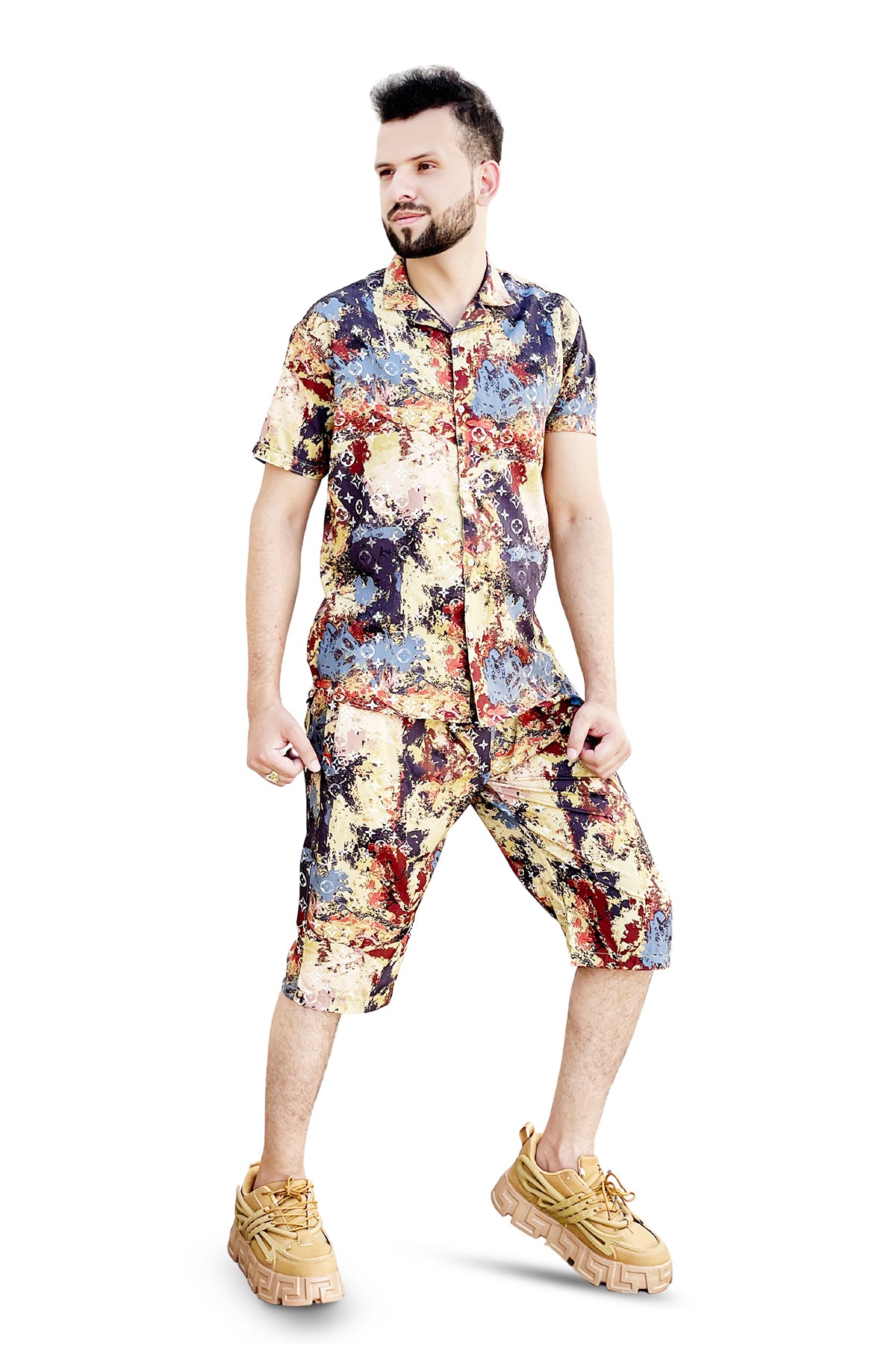 Printed LV cotton short and shirt tracksuit premium quality cotton