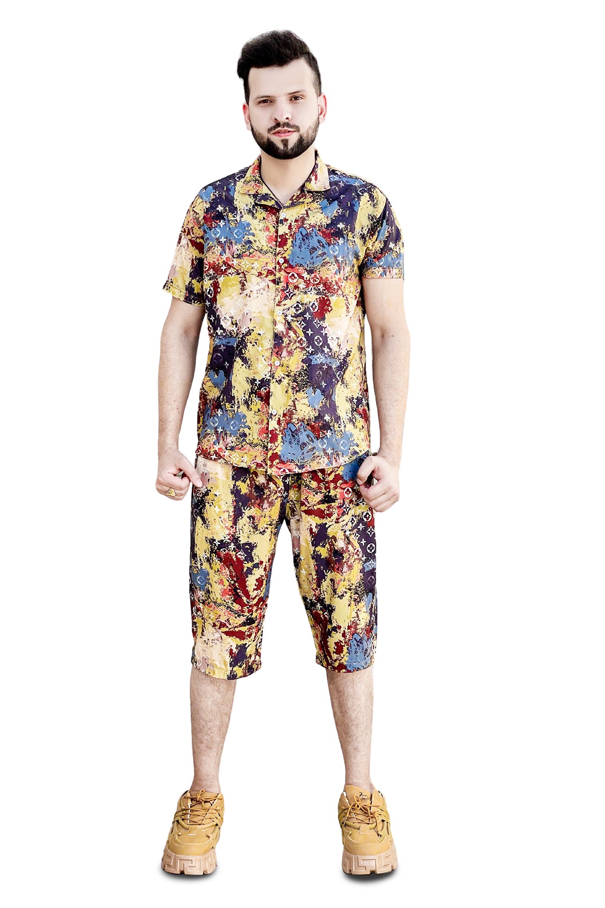 Printed LV cotton short and shirt tracksuit premium quality cotton