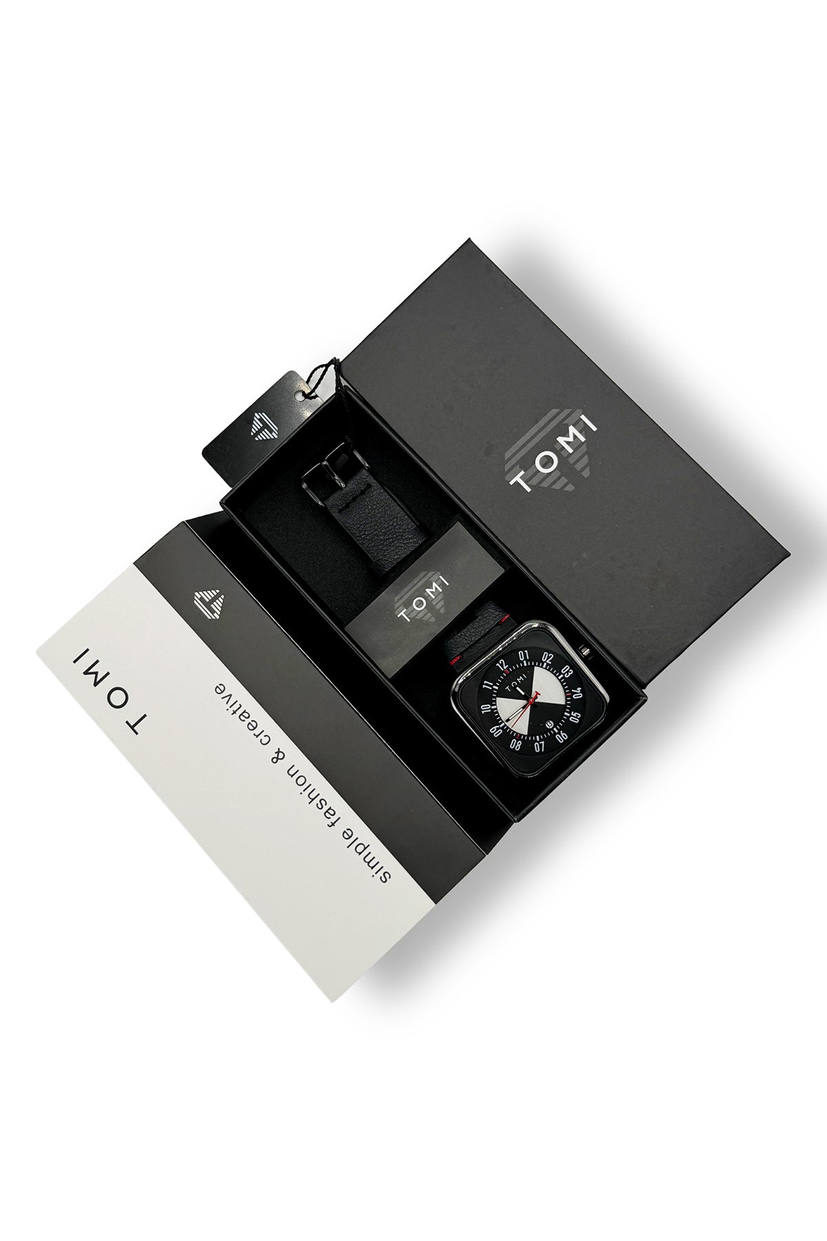 Tomi Premium Black Watch with cut Strap